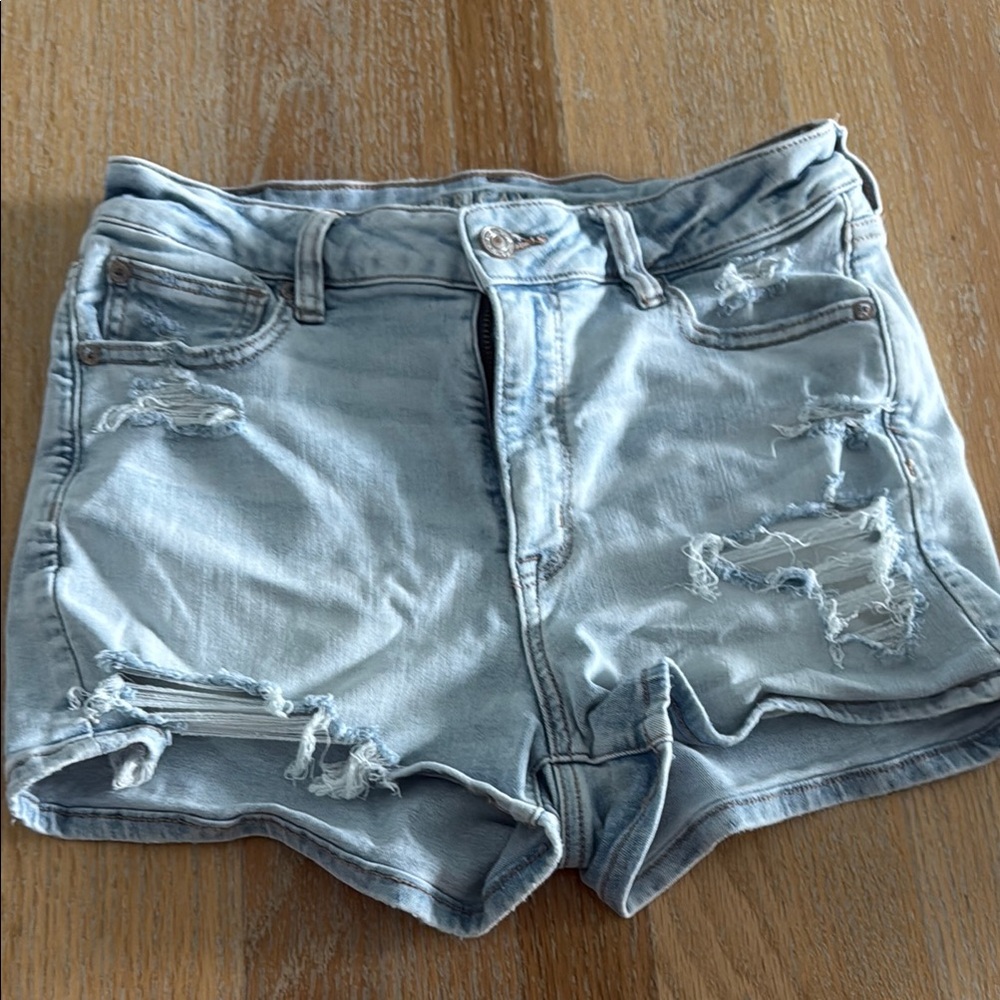 American Eagle Outfitters Blue Jean Shorts Distressed Mid-Rise
